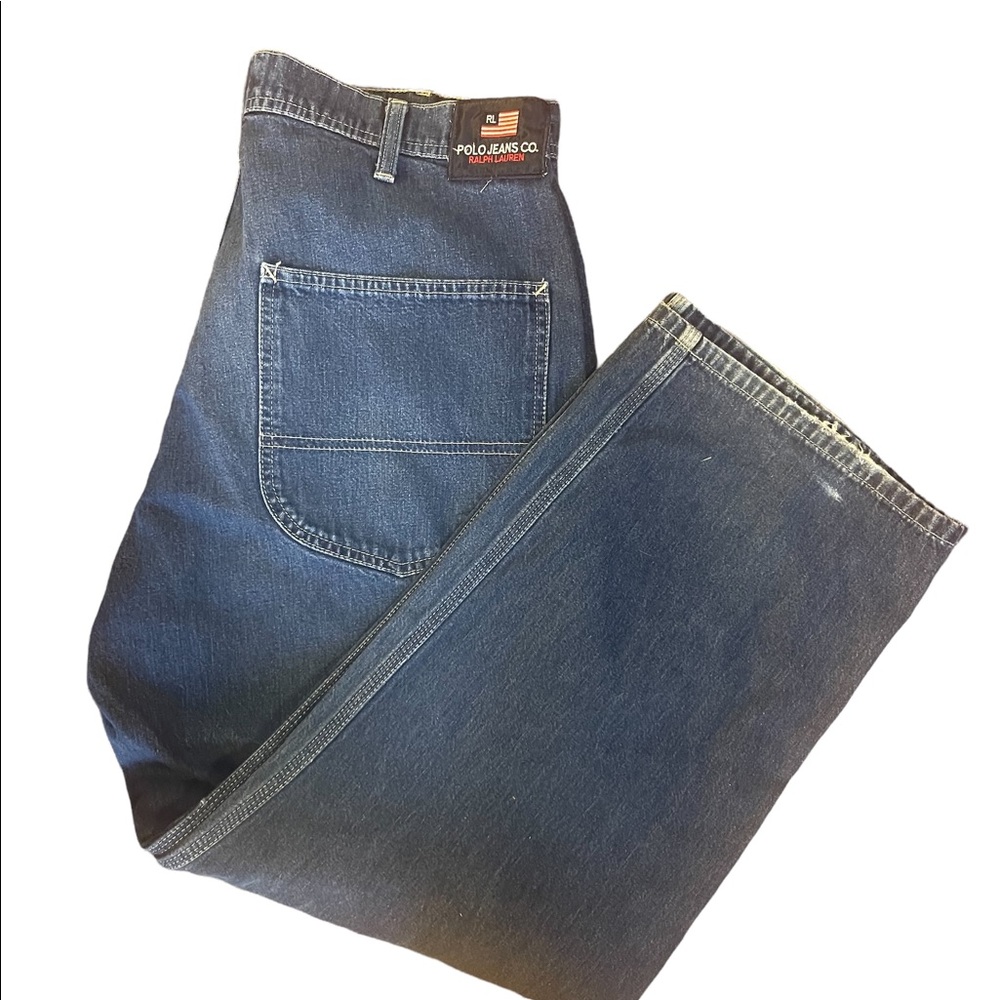 vintage polo ralph lauren cargo style straight leg jeans size 34/30